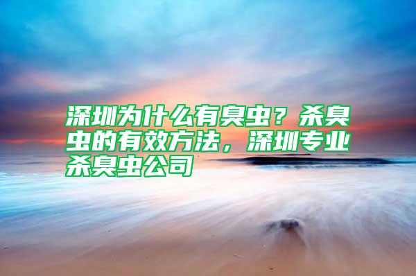 深圳為什么有臭蟲？殺臭蟲的有效方法，深圳專業殺臭蟲公司