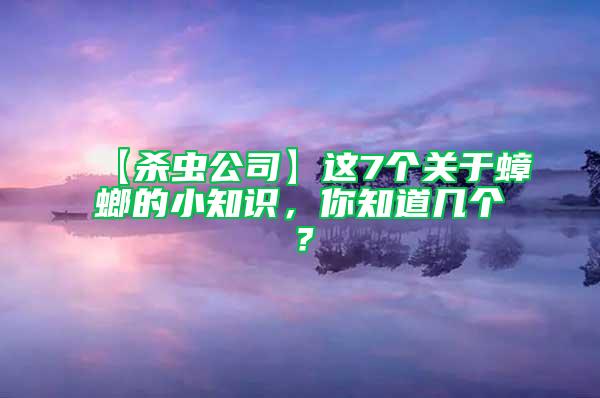 【殺蟲公司】這7個關于蟑螂的小知識，你知道幾個？