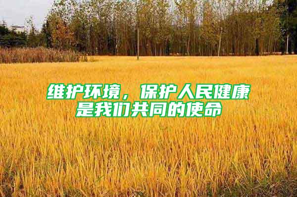 維護(hù)環(huán)境，保護(hù)人民健康是我們共同的使命