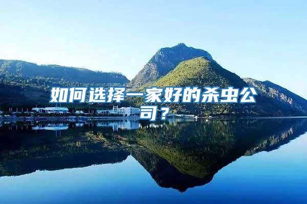 如何選擇一家好的殺蟲公司？