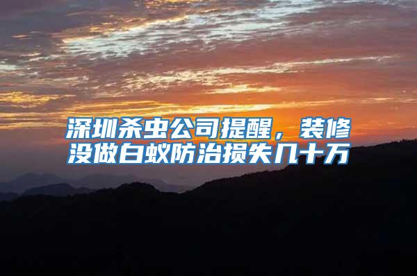 深圳殺蟲公司提醒，裝修沒做白蟻防治損失幾十萬
