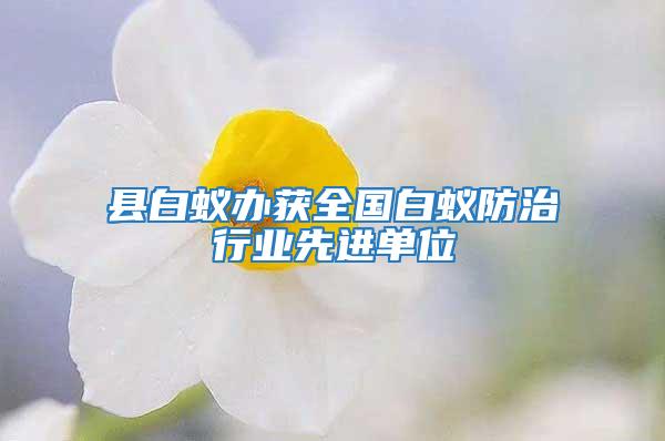縣白蟻辦獲全國白蟻防治行業(yè)先進單位