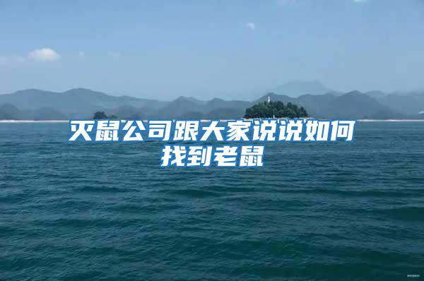 滅鼠公司跟大家說說如何找到老鼠