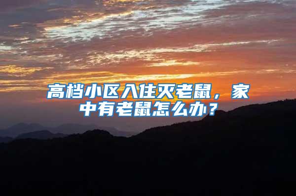 高檔小區入住滅老鼠，家中有老鼠怎么辦？