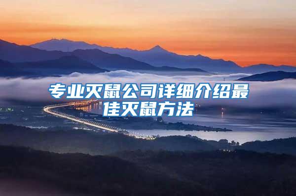 專業(yè)滅鼠公司詳細介紹最佳滅鼠方法