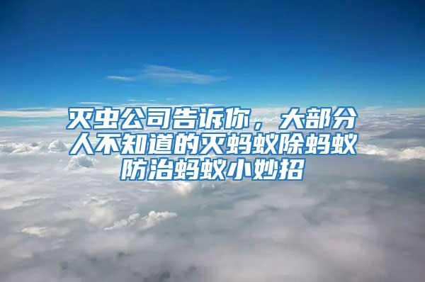 滅蟲(chóng)公司告訴你，大部分人不知道的滅螞蟻除螞蟻防治螞蟻小妙招