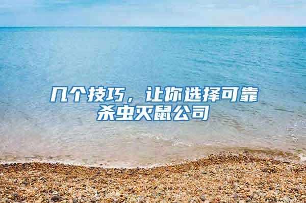 幾個(gè)技巧，讓你選擇可靠殺蟲(chóng)滅鼠公司
