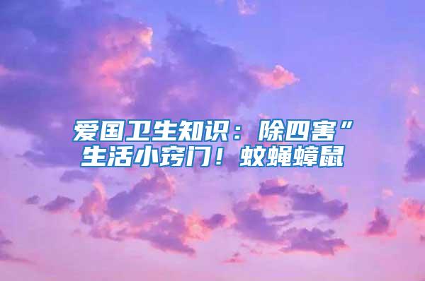 愛國衛生知識：除四害”生活小竅門！蚊蠅蟑鼠