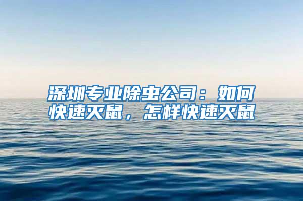 深圳專業除蟲公司：如何快速滅鼠，怎樣快速滅鼠