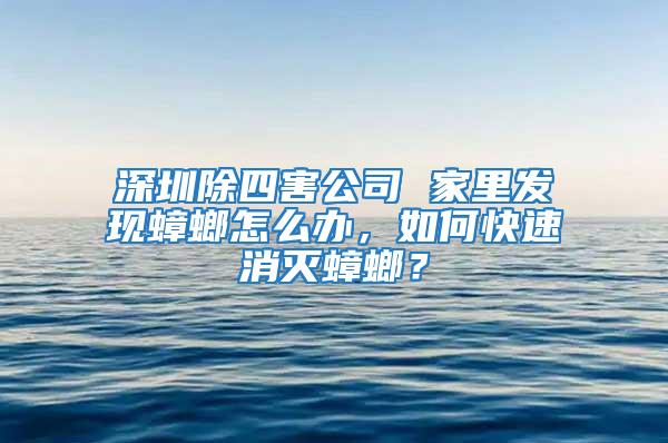 深圳除四害公司 家里發現蟑螂怎么辦，如何快速消滅蟑螂？