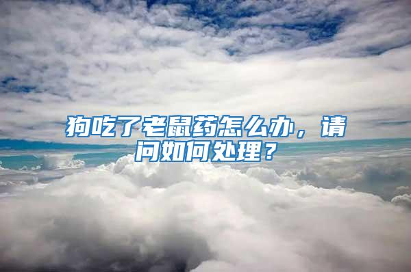 狗吃了老鼠藥怎么辦，請問如何處理？