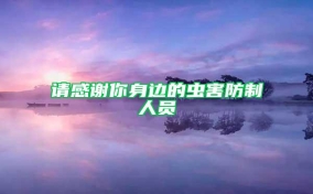 請感謝你身邊的蟲害防制人員